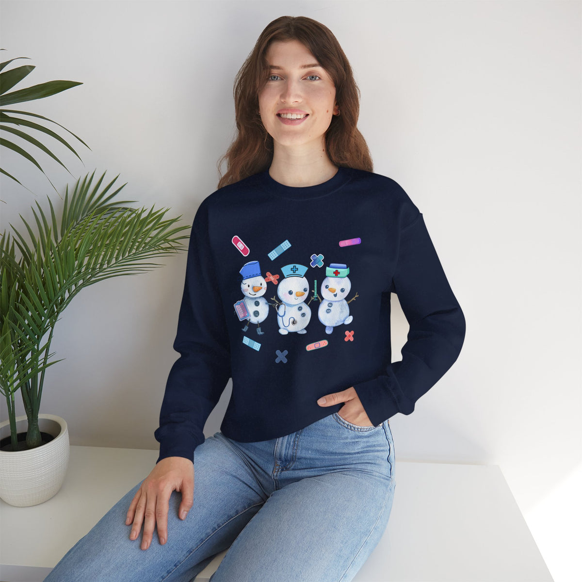 Nurse Snowman Crewneck Sweatshirt