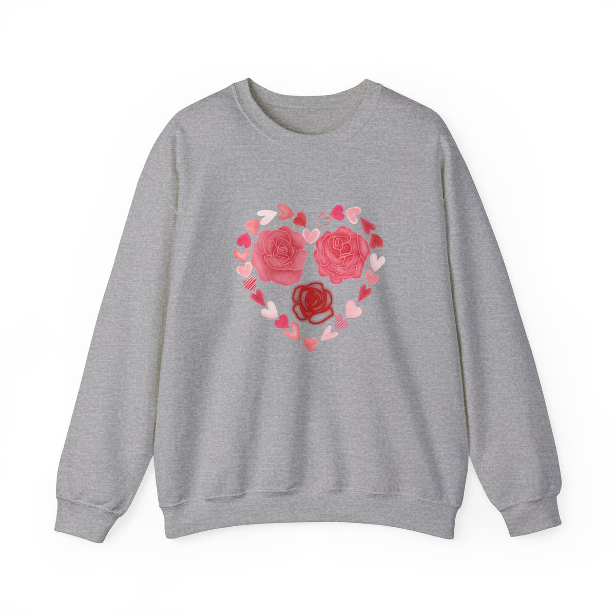 Flower, Hearts Crewneck Sweatshirt