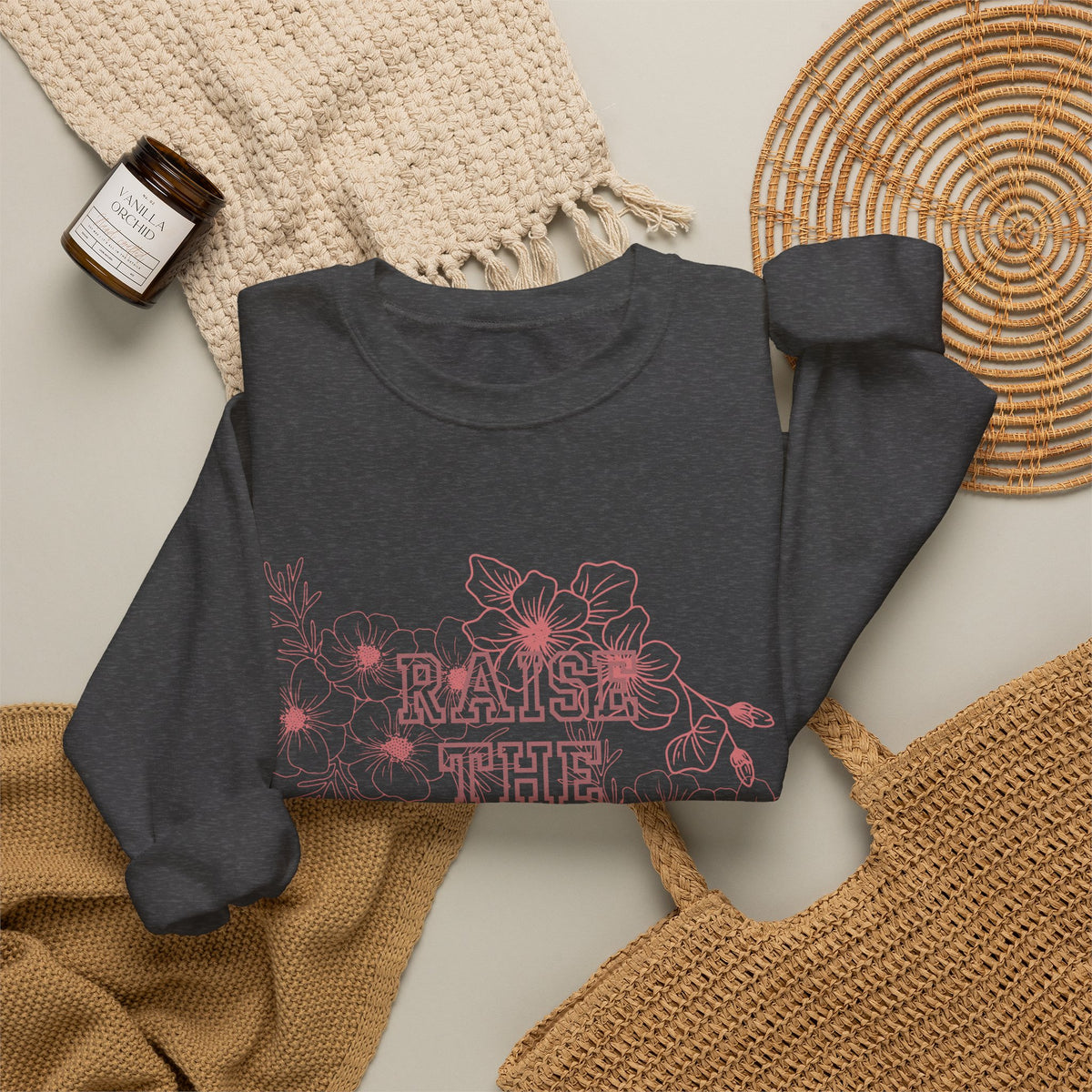 Crewneck Sweatshirt — "Raise the Ceiling" Floral Graphic