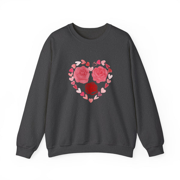 Flower, Hearts Crewneck Sweatshirt