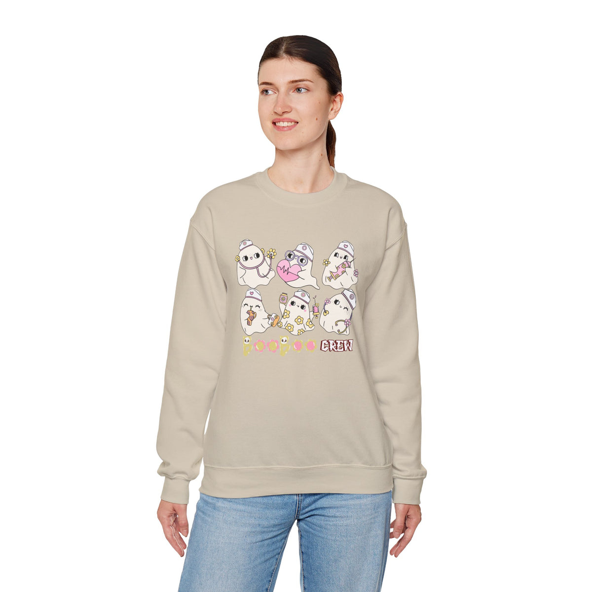 Nurse Ghost Boo Boo Crew Sweatshirt