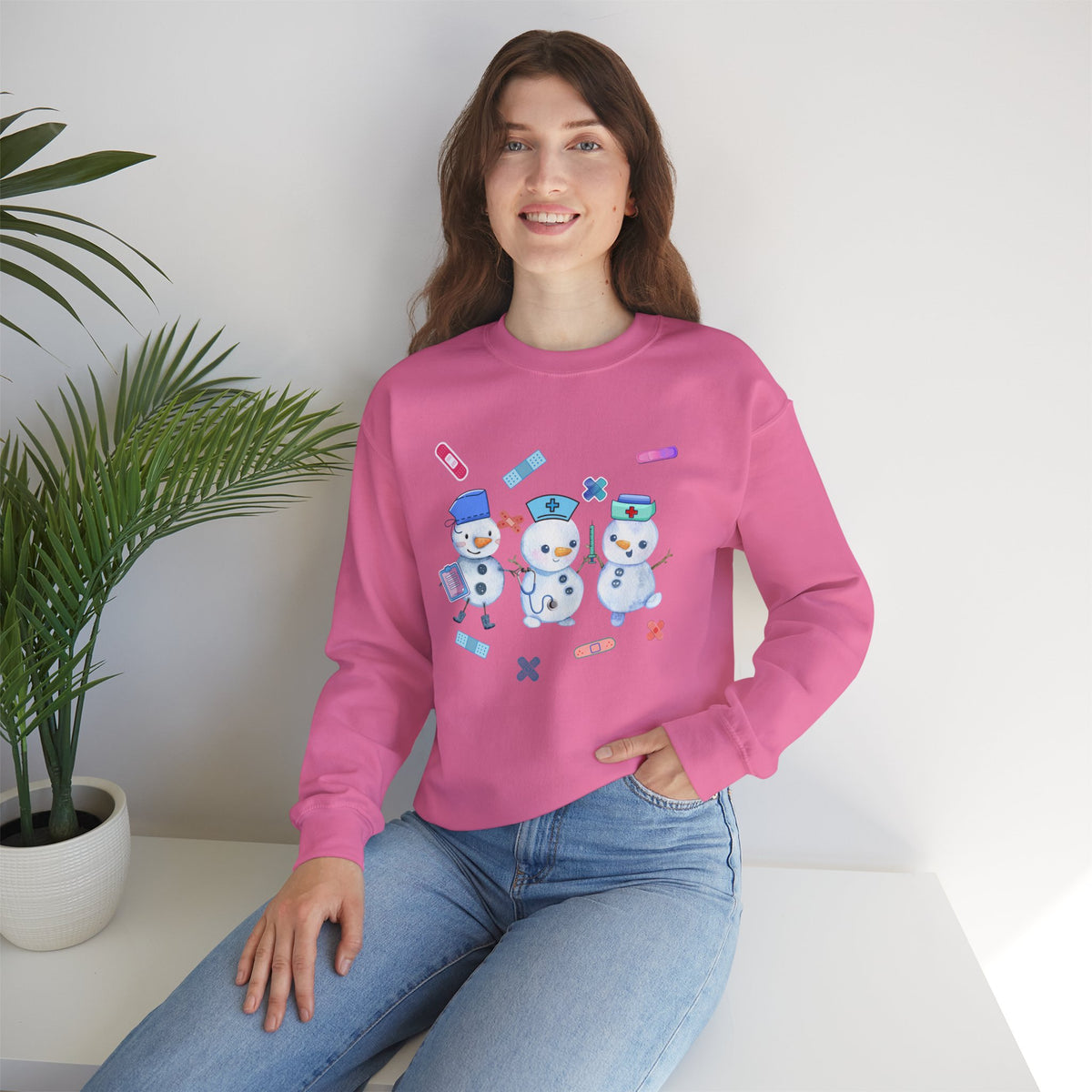 Nurse Snowman Crewneck Sweatshirt