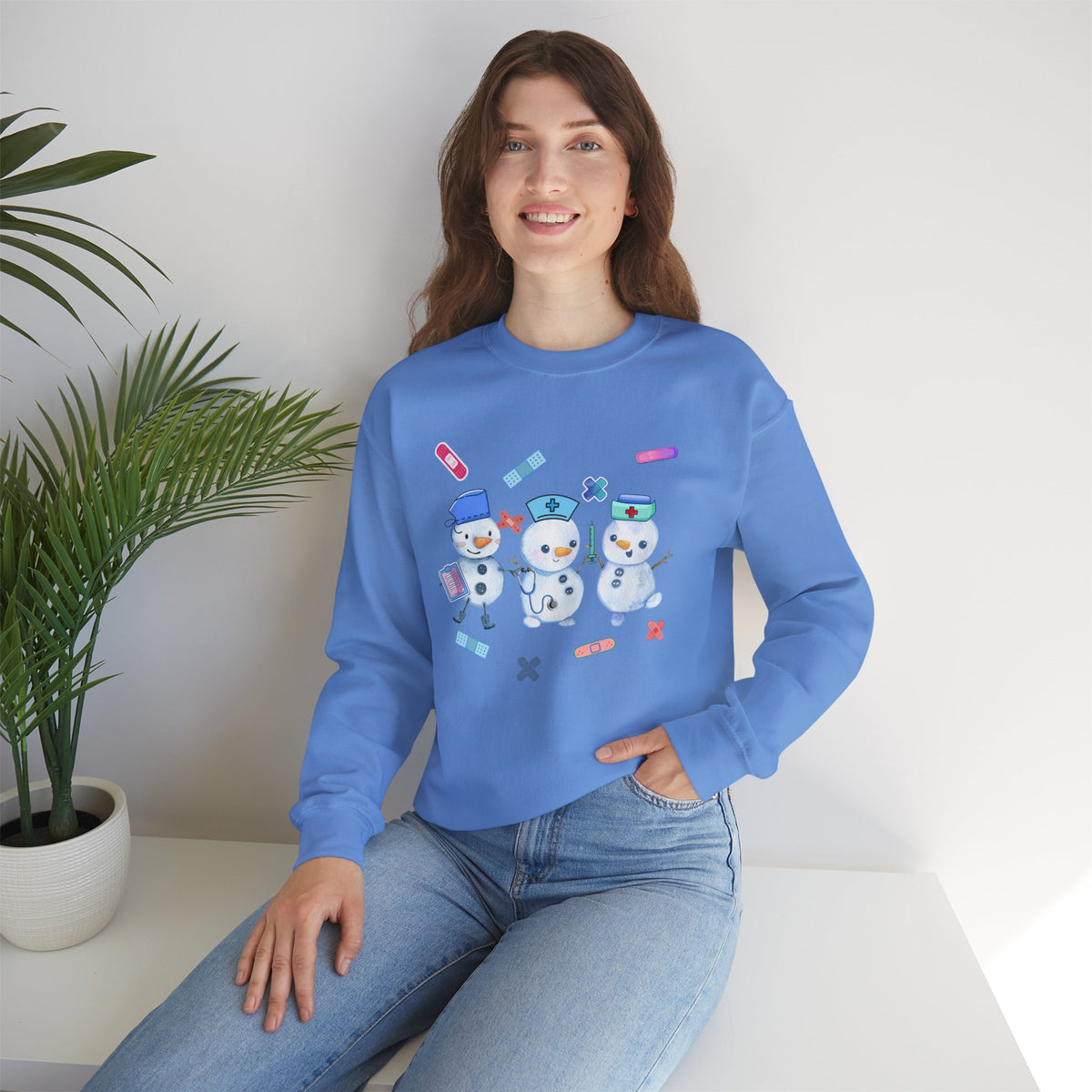 Nurse Snowman Crewneck Sweatshirt