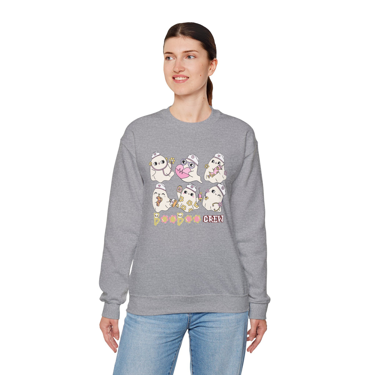 Nurse Ghost Boo Boo Crew Sweatshirt