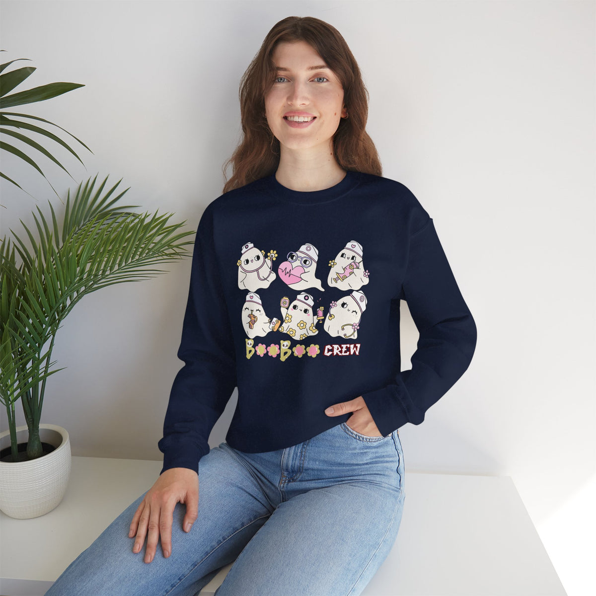 Nurse Ghost Boo Boo Crew Sweatshirt