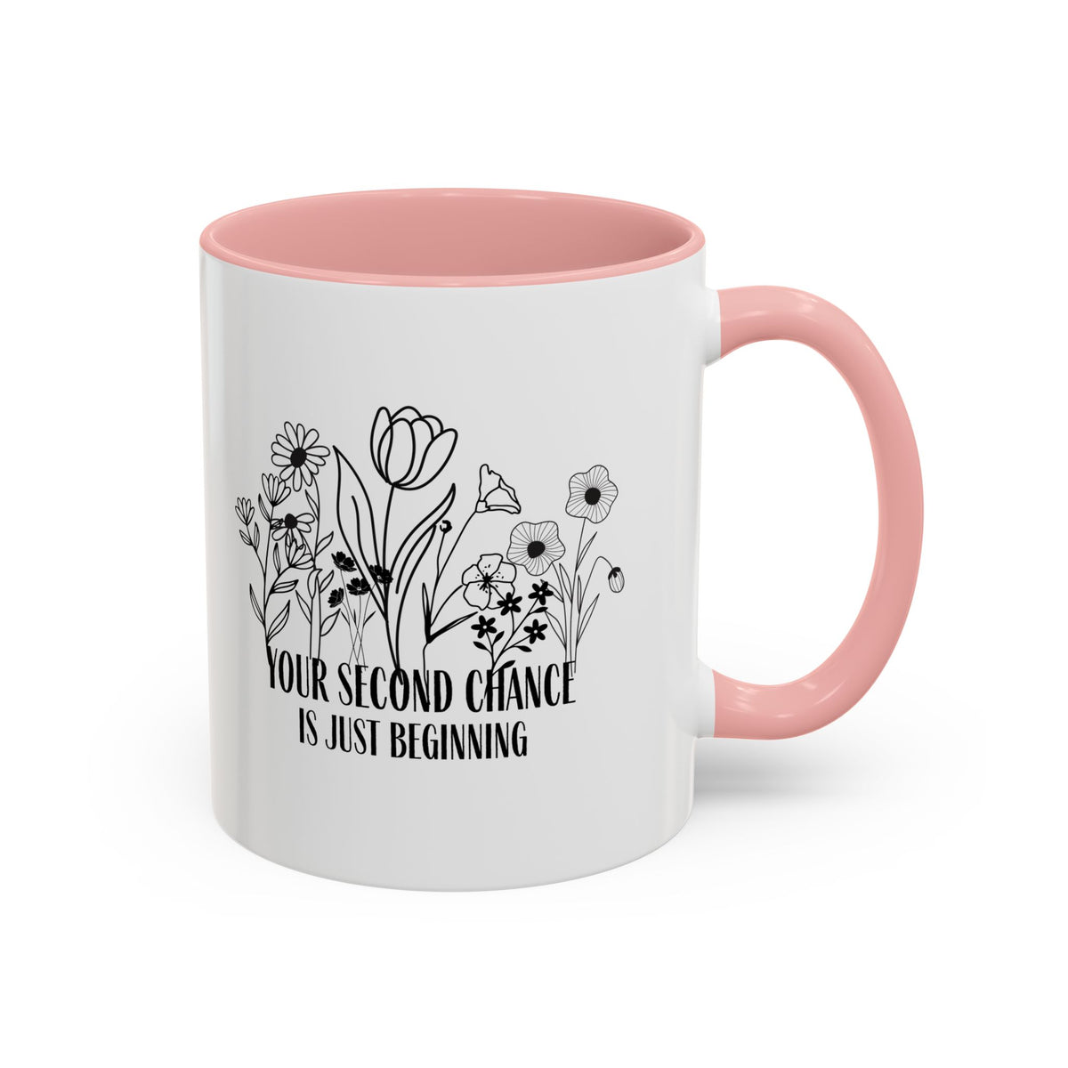 Inspirational Floral Coffee Mug — "Your Second Chance Is Just Beginning"