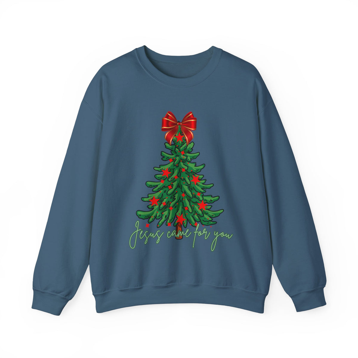 Tree, Bow and  Jesus Came for You  Crewneck Sweatshirt