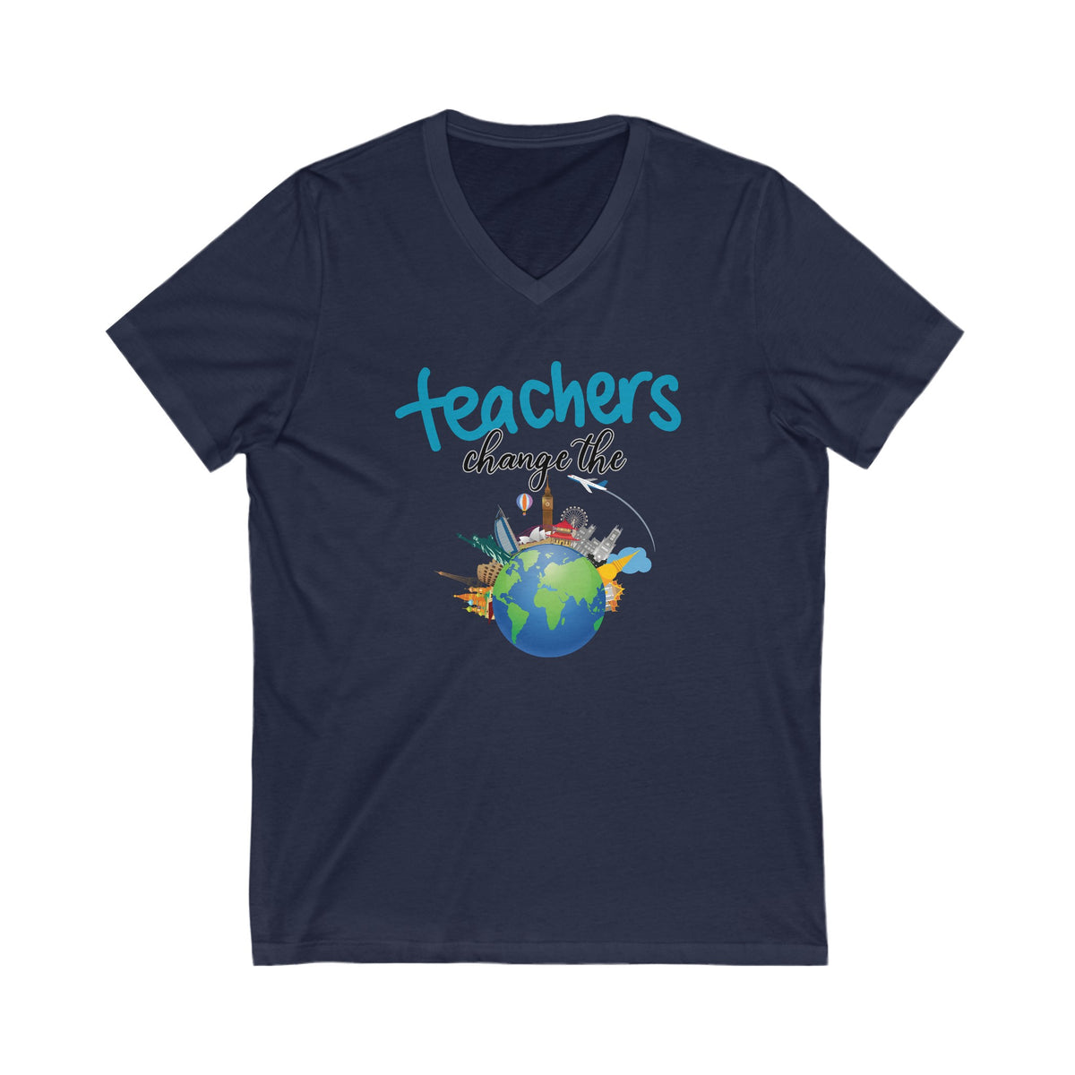 Teachers Change the World, V-Neck Tshirt