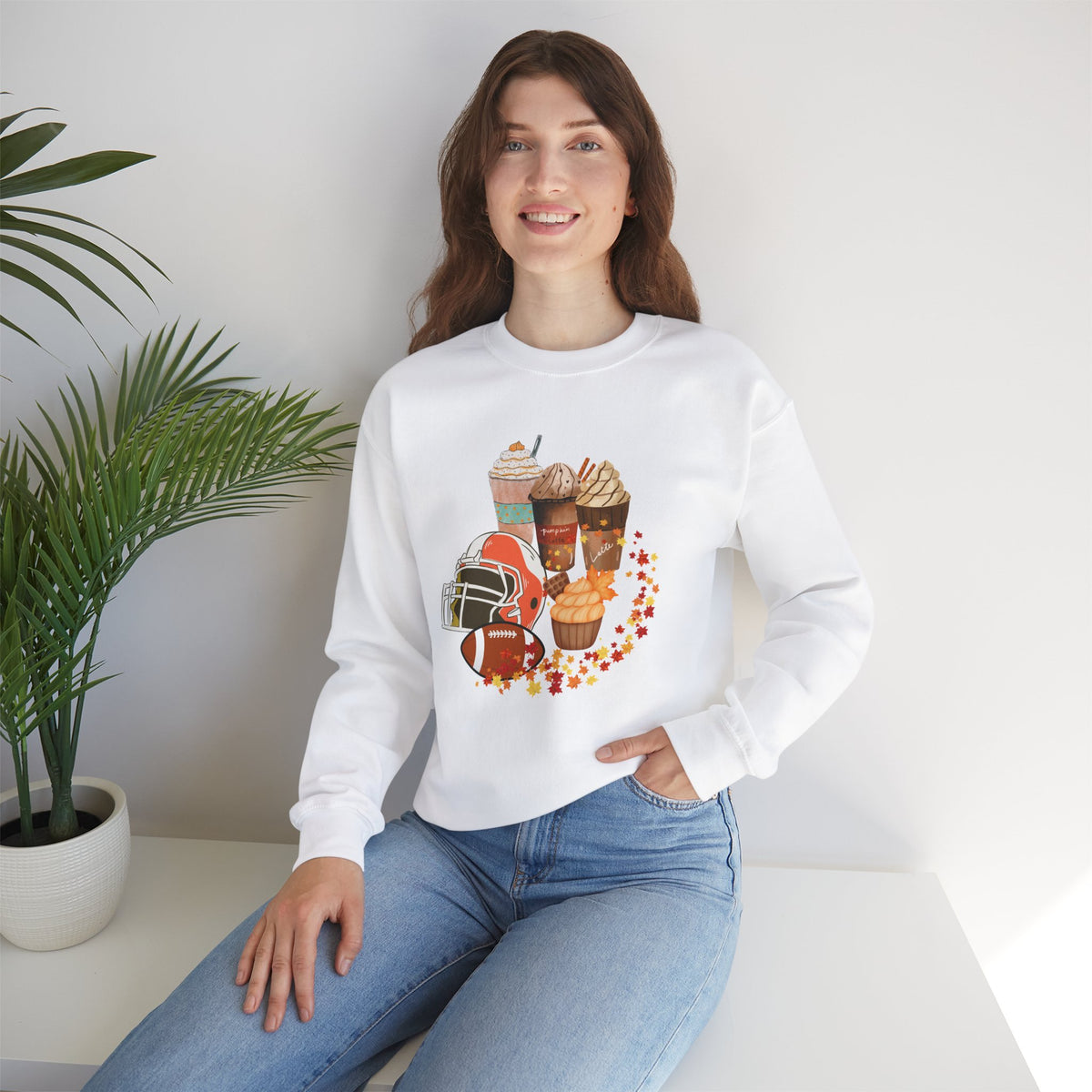 Fall Football and Coffee Crewneck Sweatshirt