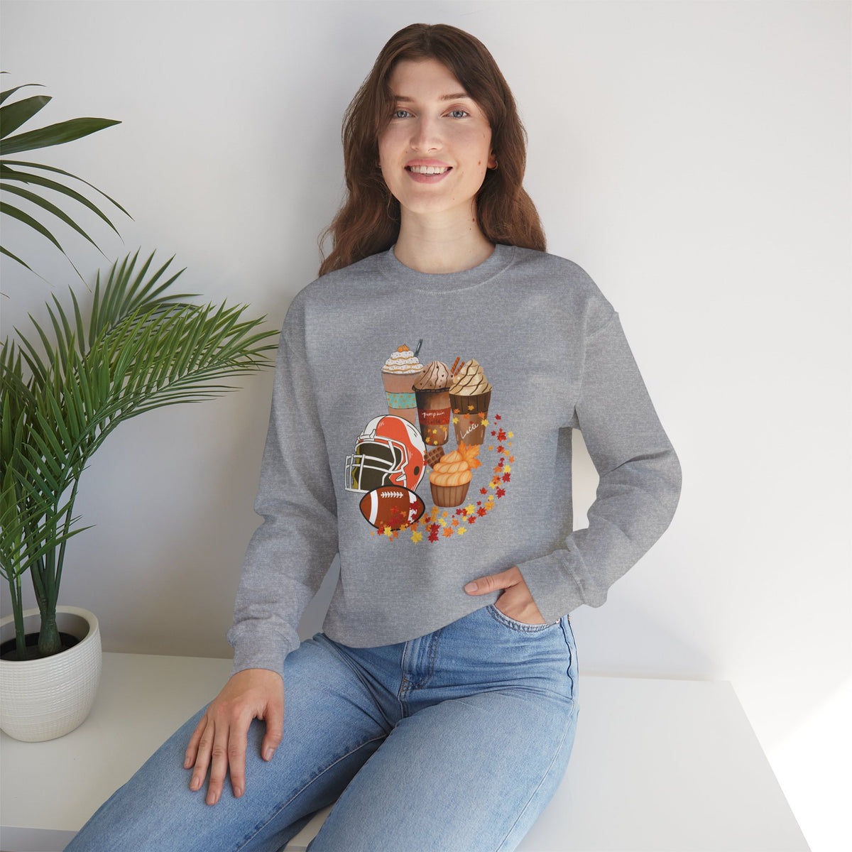 Fall Football and Coffee Crewneck Sweatshirt