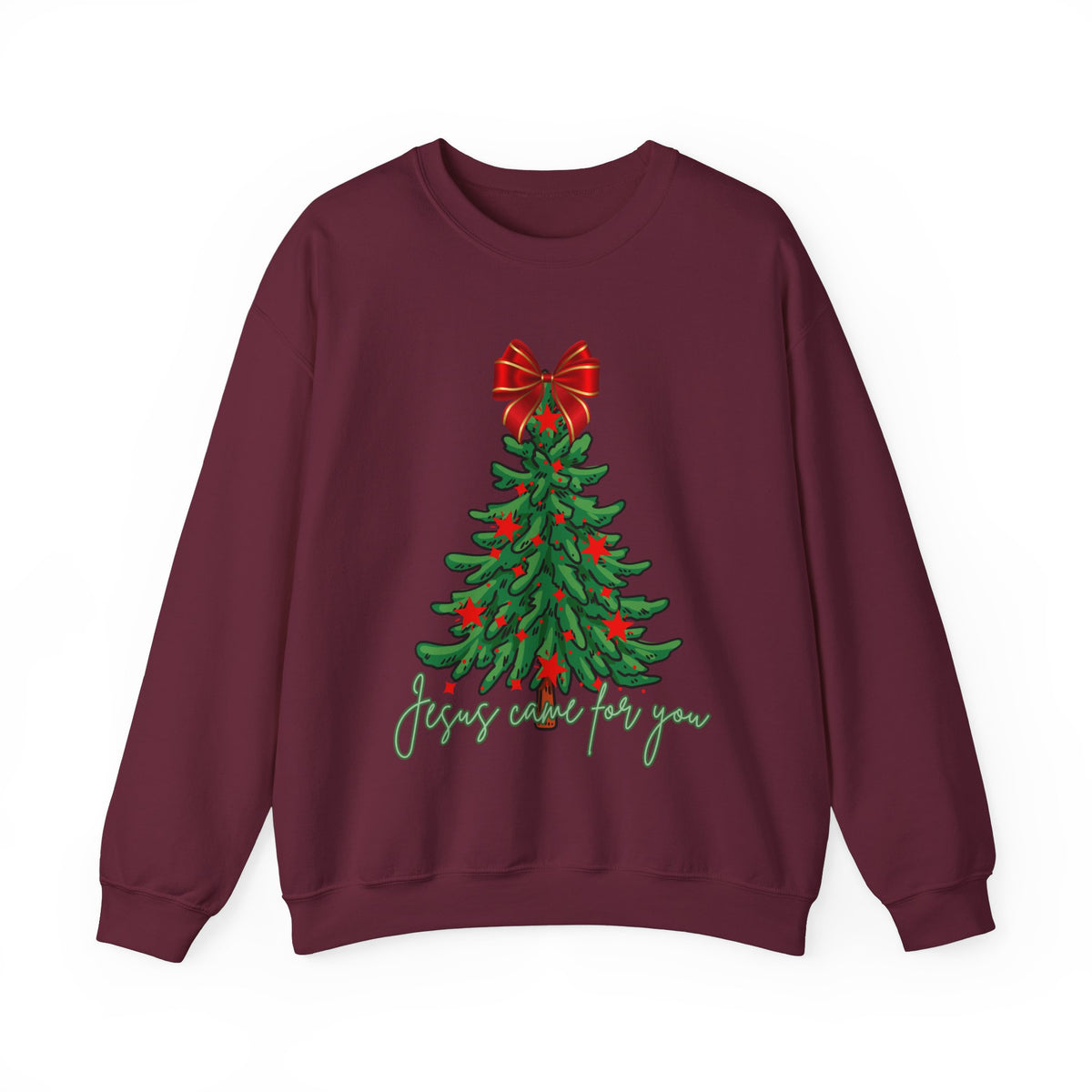 Tree, Bow and  Jesus Came for You  Crewneck Sweatshirt