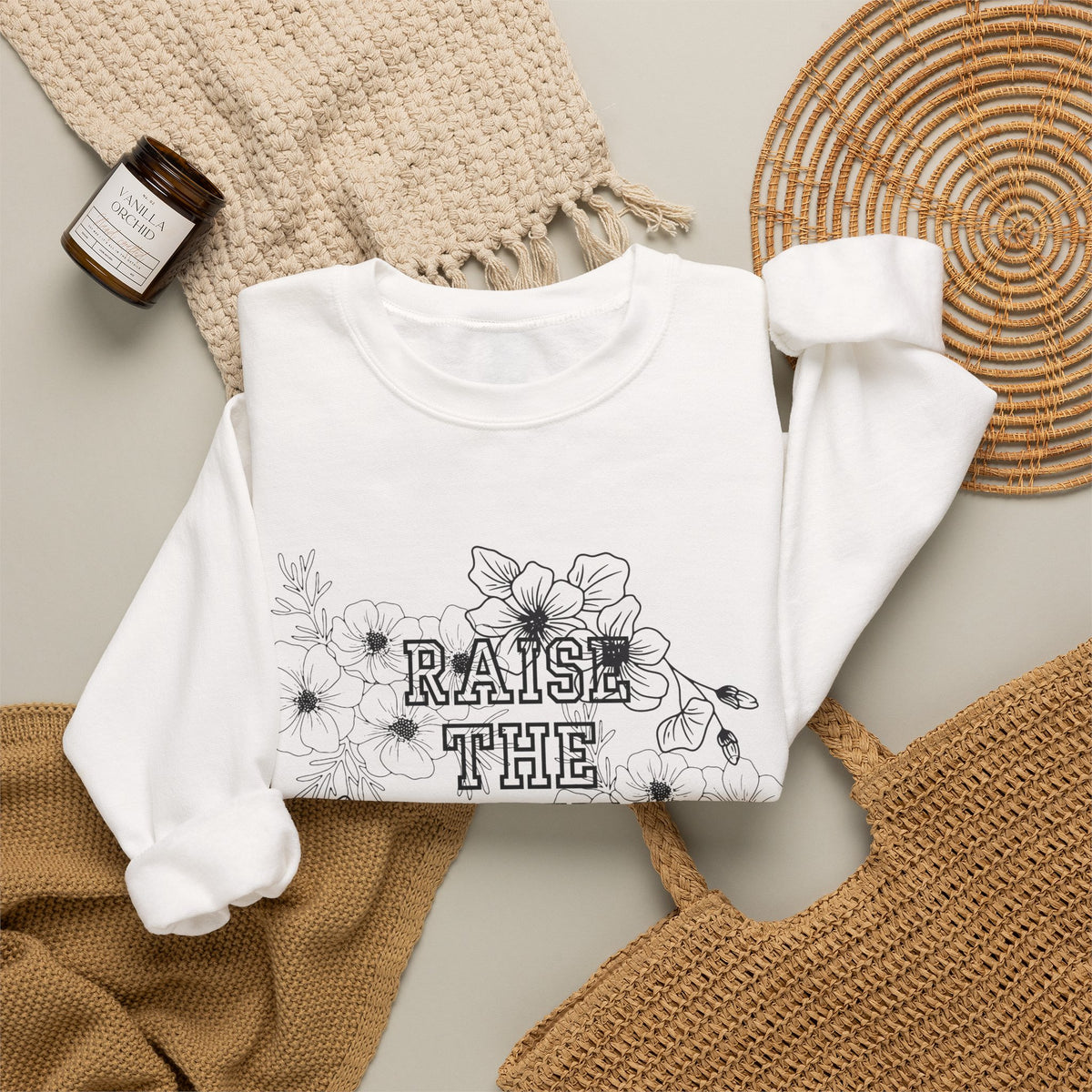 Crewneck Sweatshirt — "Raise the Ceiling" Floral Graphic