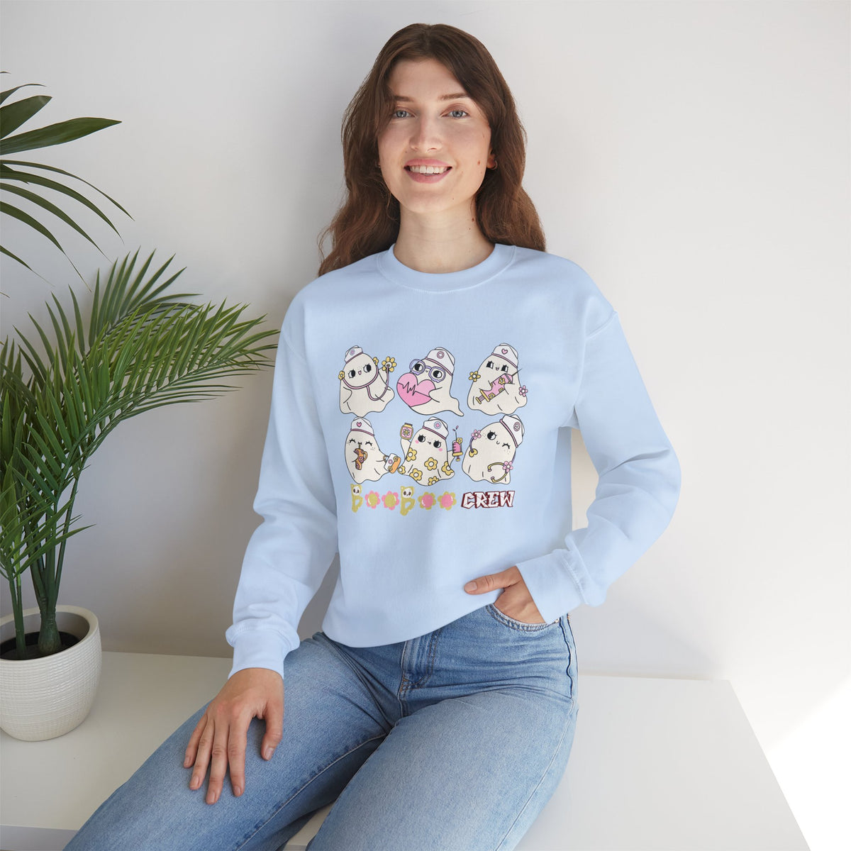 Nurse Ghost Boo Boo Crew Sweatshirt