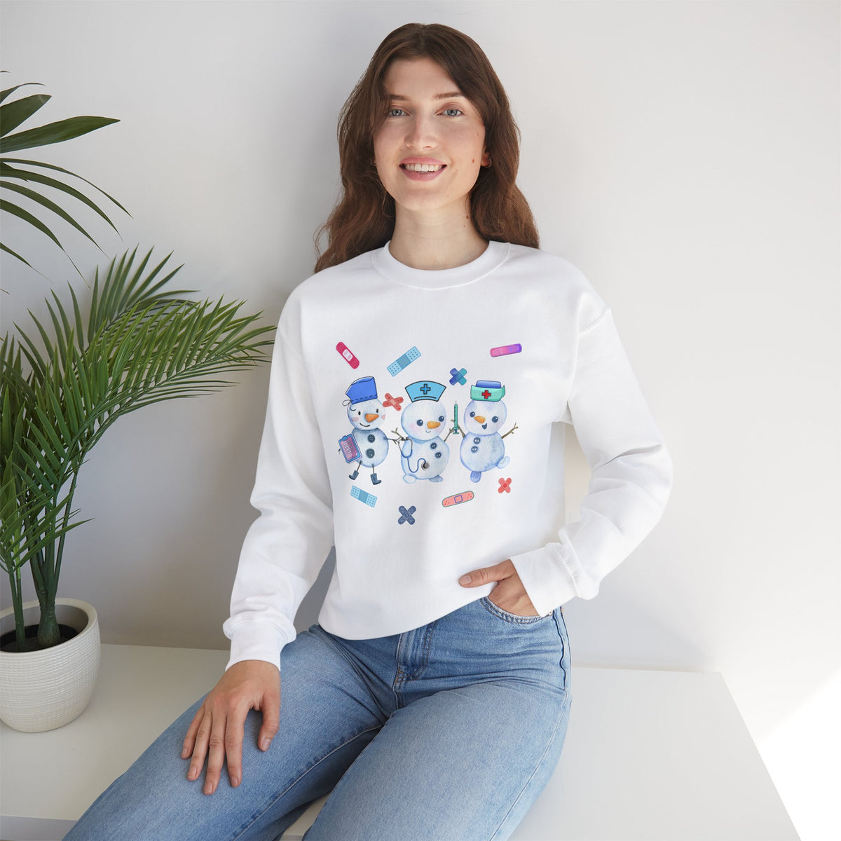 Nurse Snowman Crewneck Sweatshirt