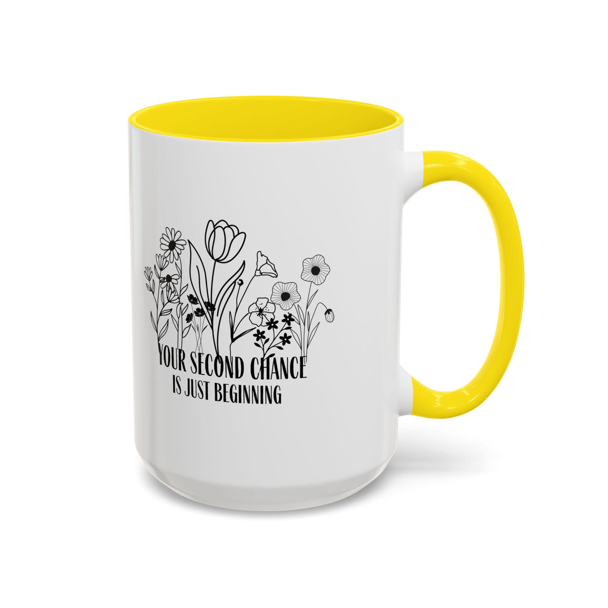 Inspirational Floral Coffee Mug — "Your Second Chance Is Just Beginning"
