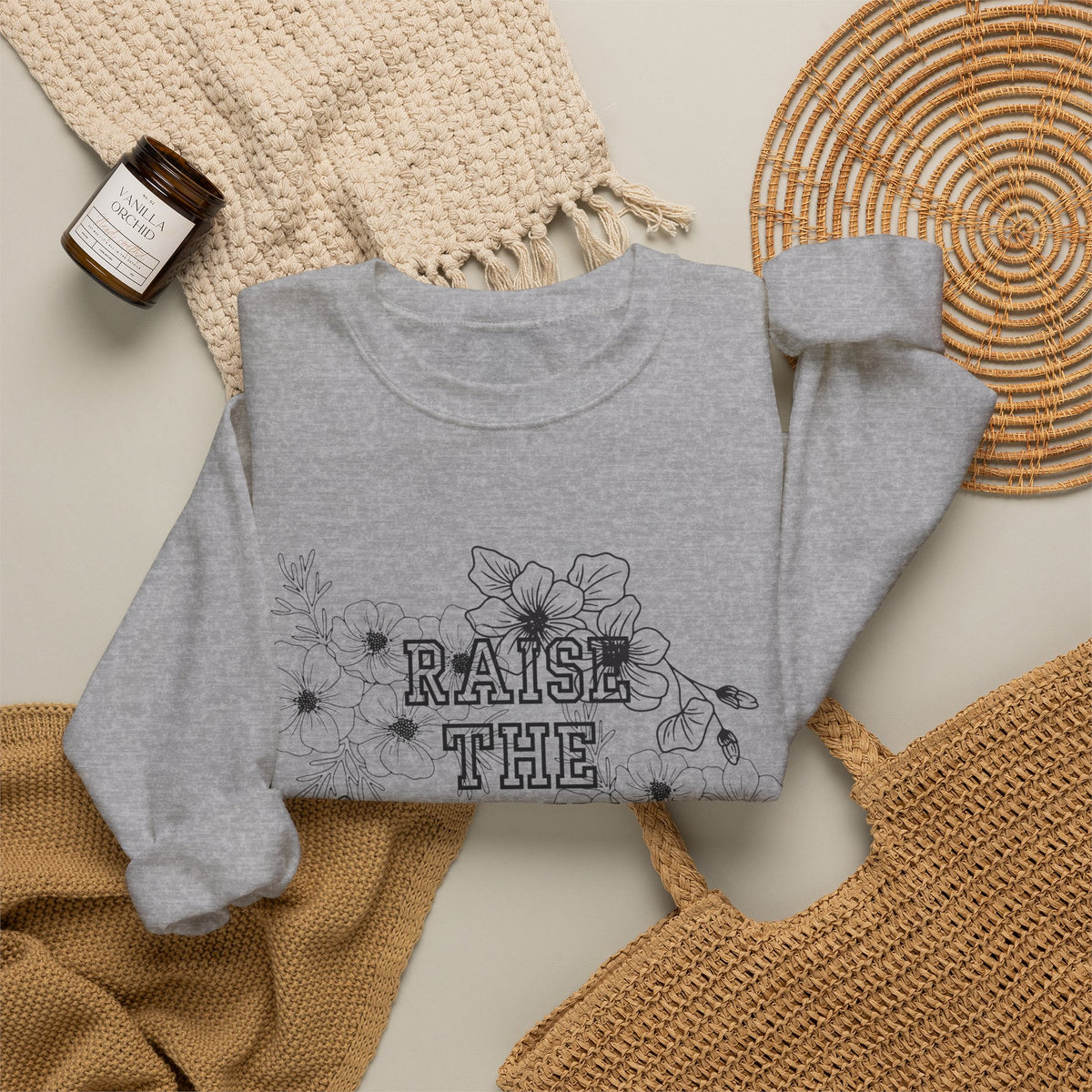 Crewneck Sweatshirt — "Raise the Ceiling" Floral Graphic