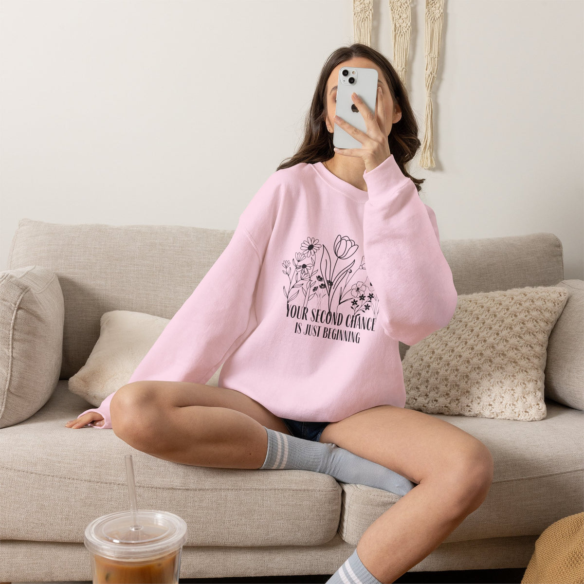 Your Second Chance Is Just Beginning Floral Inspirational Sweatshirt