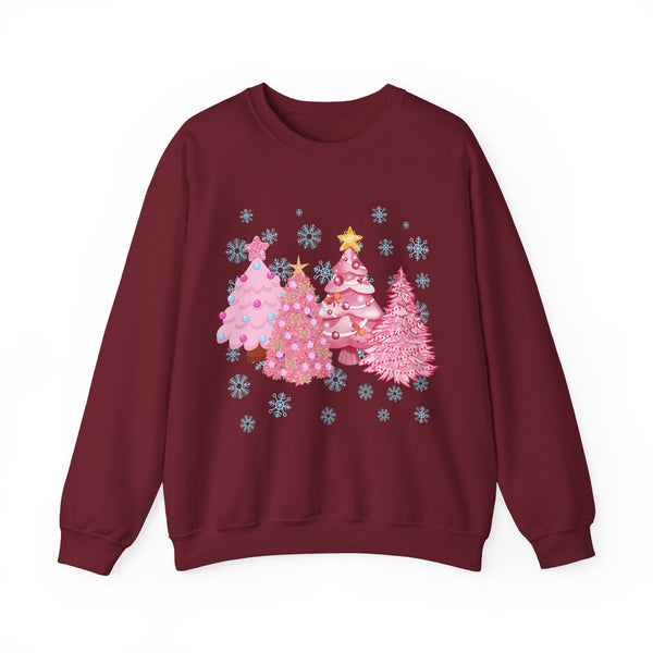 Pink Christmas Trees Crewneck Sweatshirt