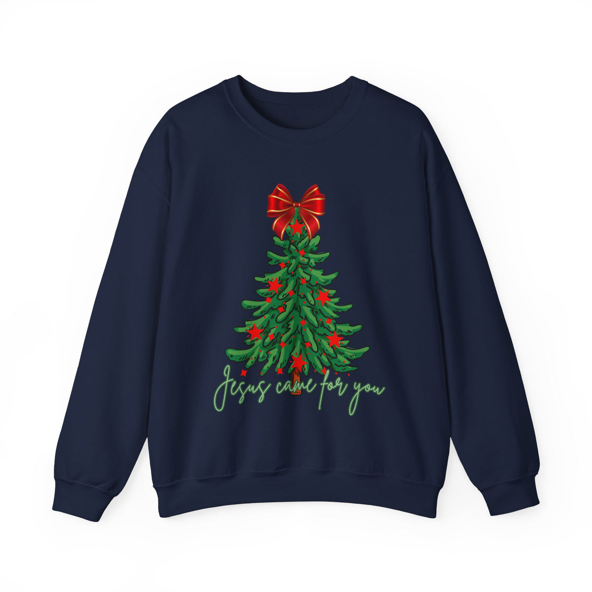 Tree, Bow and  Jesus Came for You  Crewneck Sweatshirt