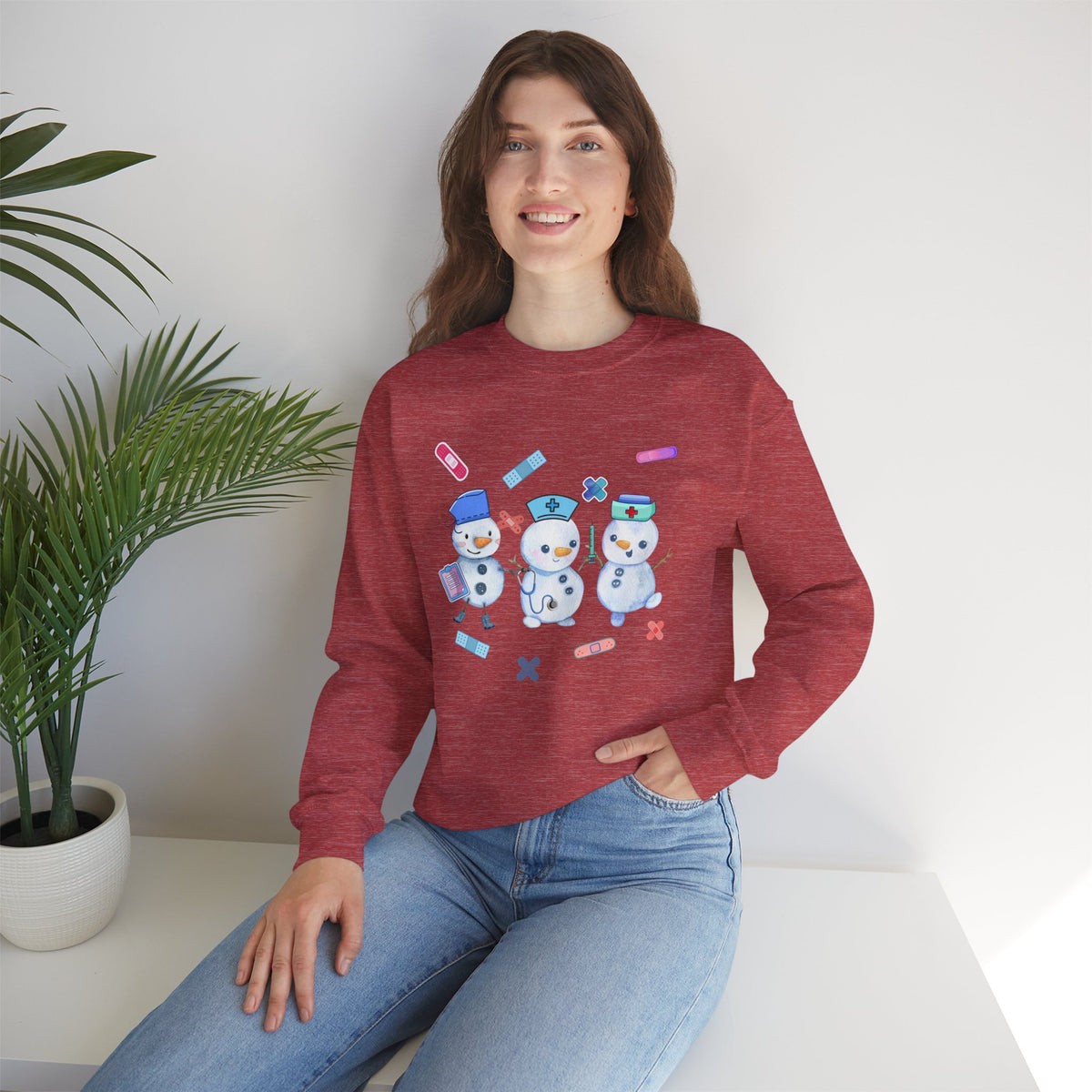 Nurse Snowman Crewneck Sweatshirt