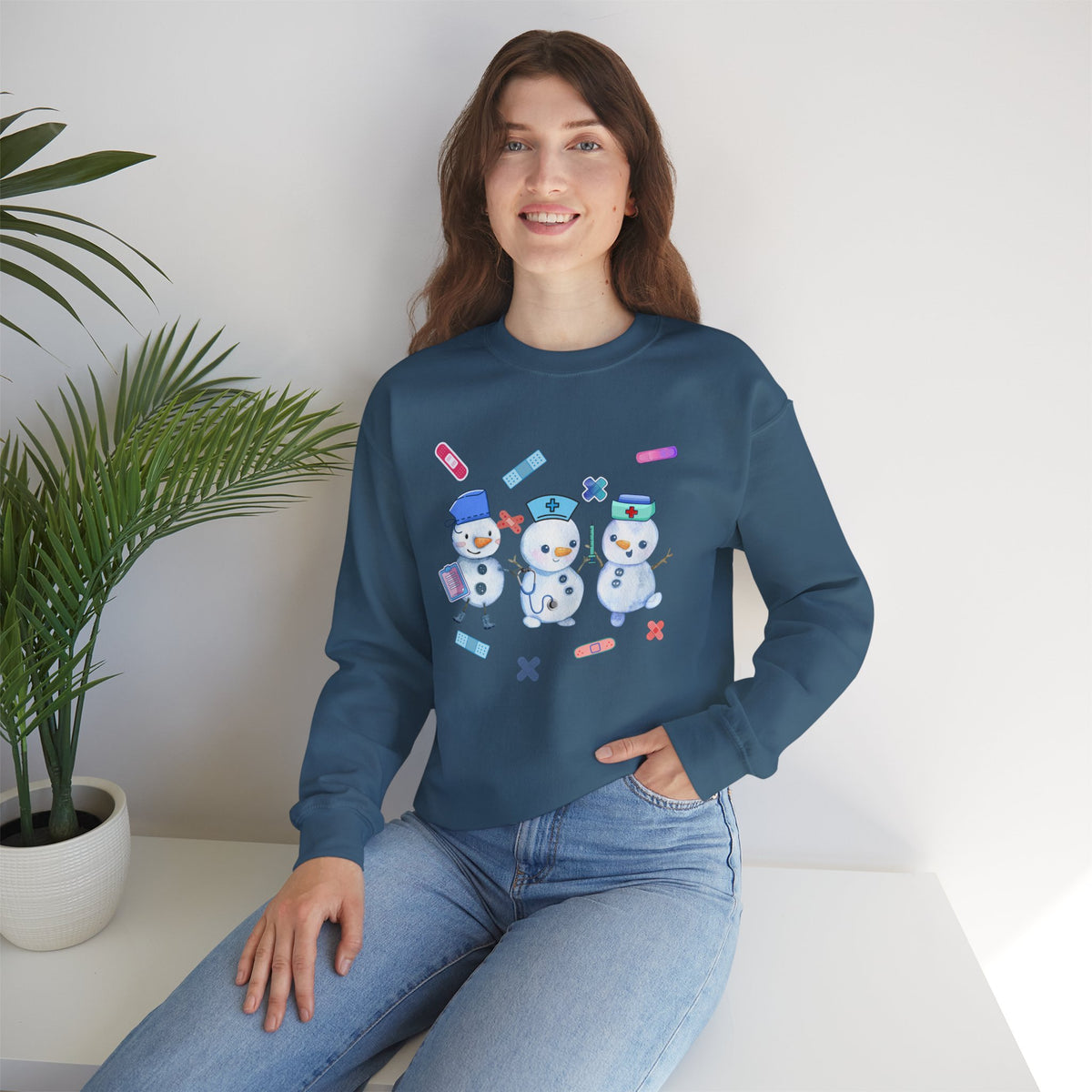 Nurse Snowman Crewneck Sweatshirt