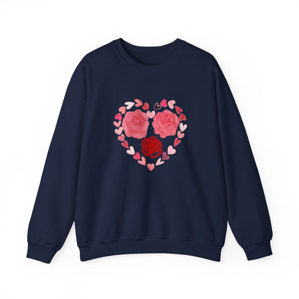 Flower, Hearts Crewneck Sweatshirt