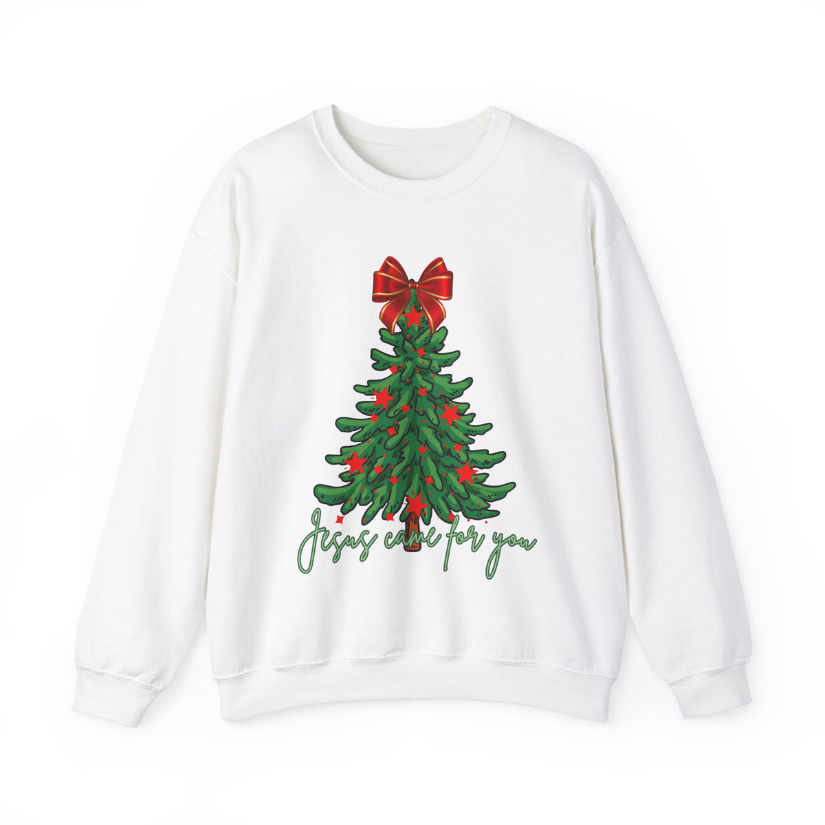 Tree, Bow and  Jesus Came for You  Crewneck Sweatshirt