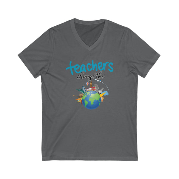 Teachers Change the World, V-Neck Tshirt