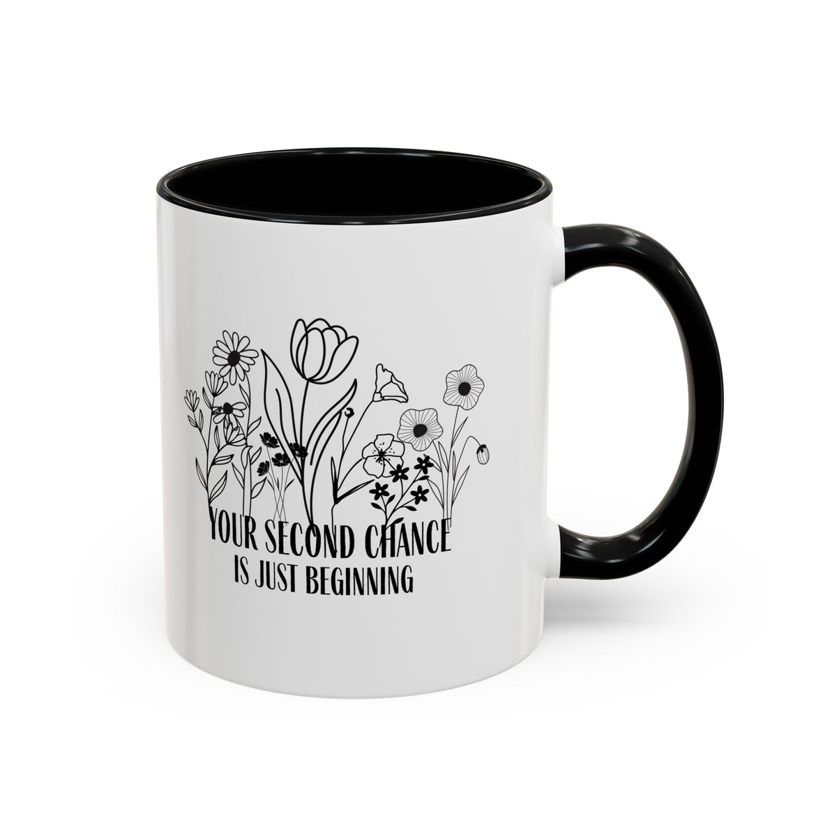 Inspirational Floral Coffee Mug — "Your Second Chance Is Just Beginning"