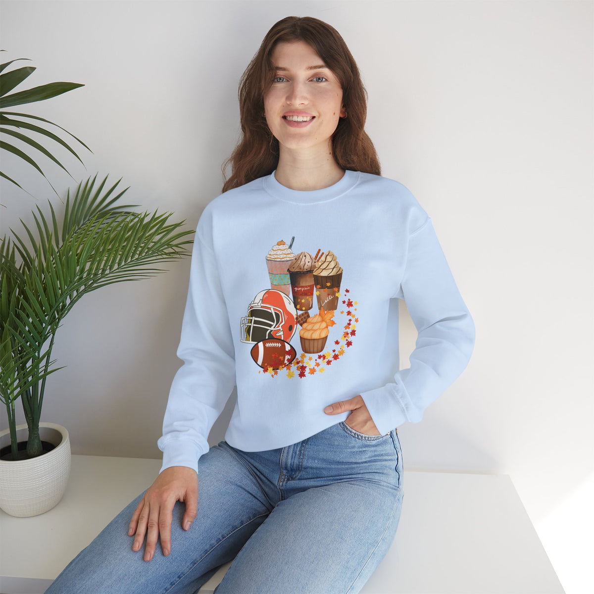 Fall Football and Coffee Crewneck Sweatshirt