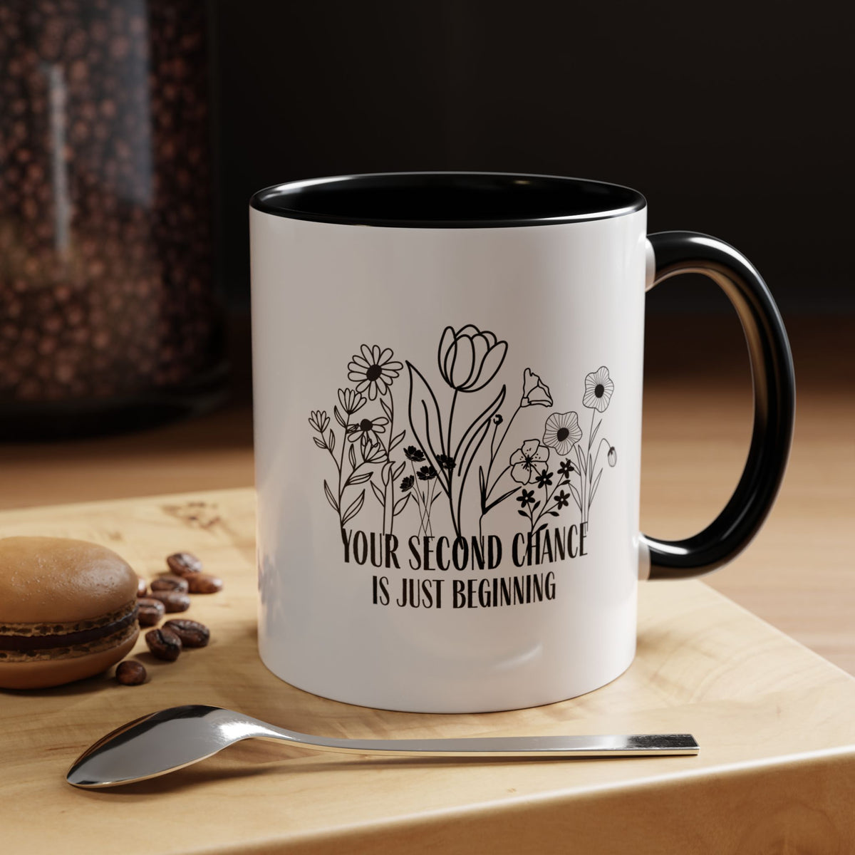 Inspirational Floral Coffee Mug — "Your Second Chance Is Just Beginning"