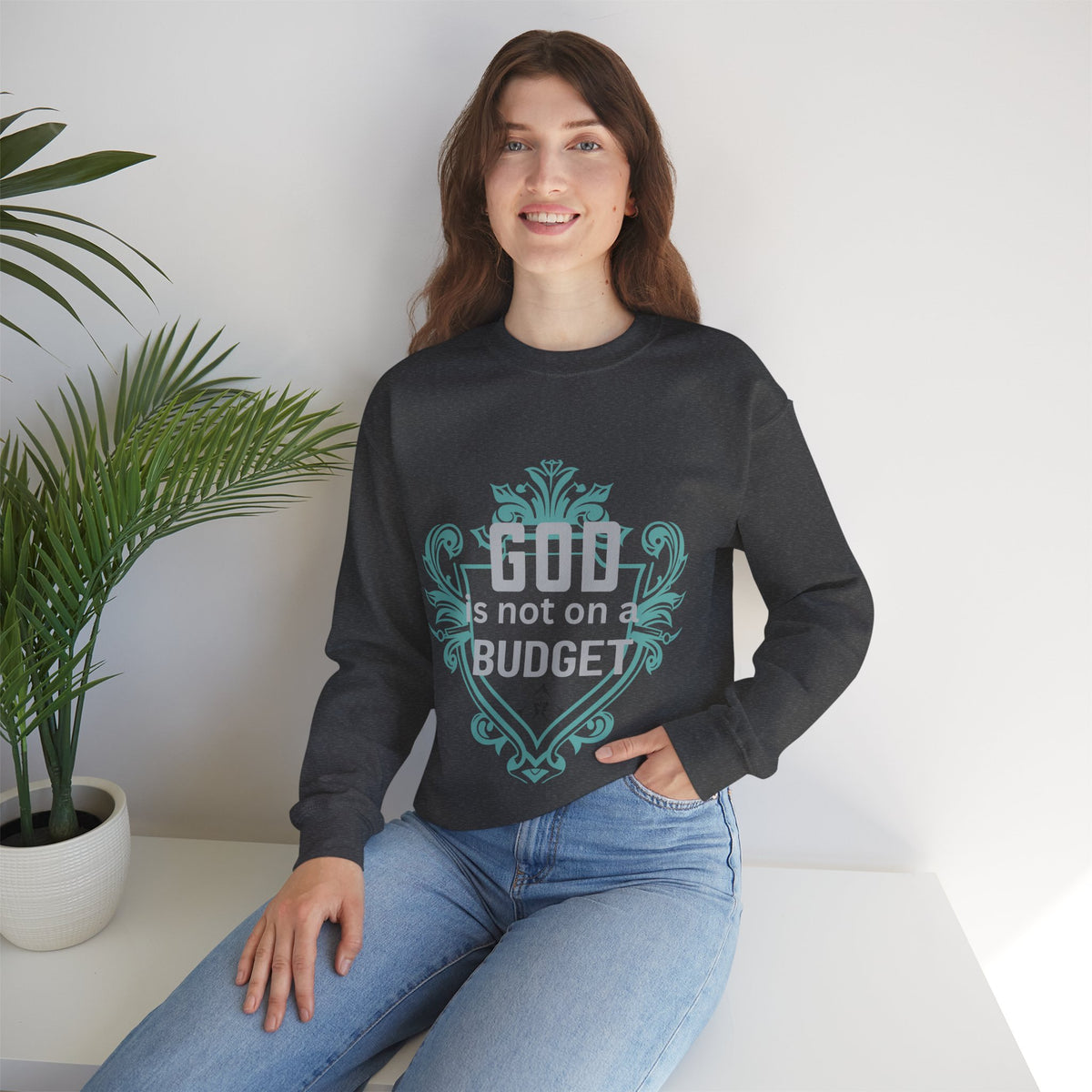 God Is Not On a Budget Crewneck Sweatshirt M
