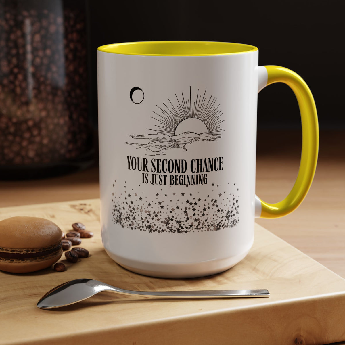 Inspirational Sunrise Coffee Mug — "Your Second Chance Is Just Beginning"