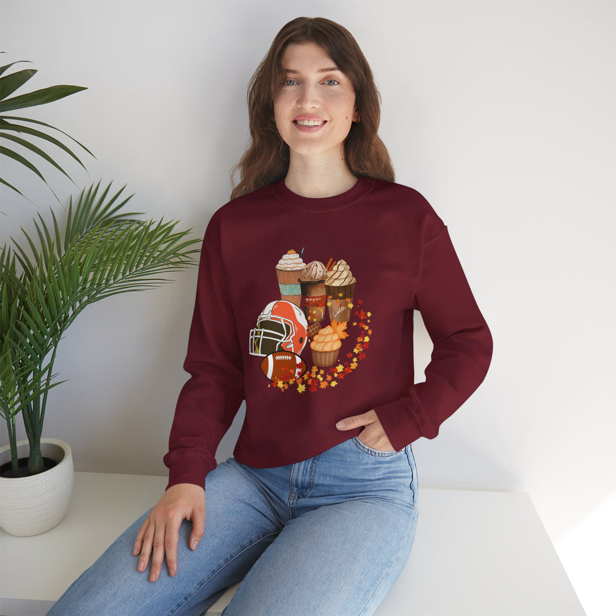 Fall Football and Coffee Crewneck Sweatshirt