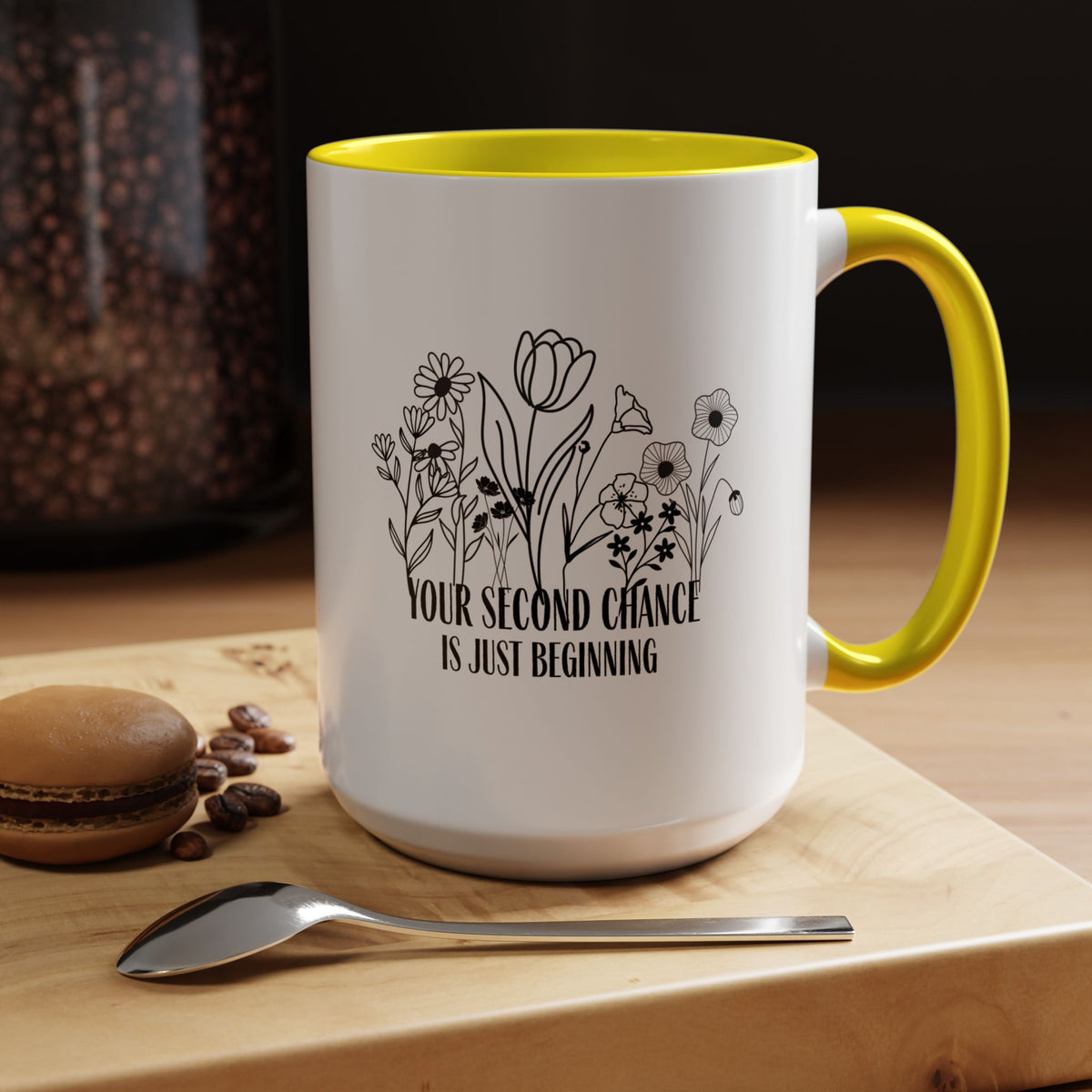 Inspirational Floral Coffee Mug — "Your Second Chance Is Just Beginning"