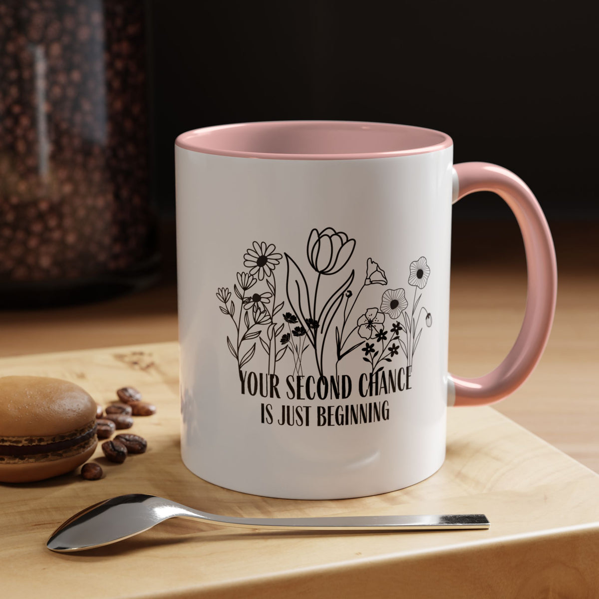 Inspirational Floral Coffee Mug — "Your Second Chance Is Just Beginning"