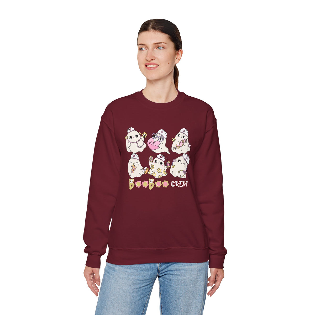 Nurse Ghost Boo Boo Crew Sweatshirt