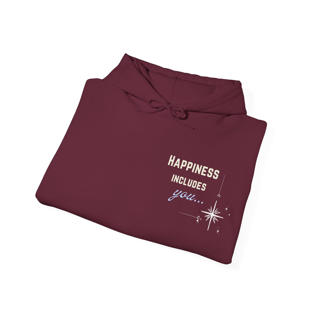 Hoodie — "Happiness Includes You Too" Minimal Star Graphic