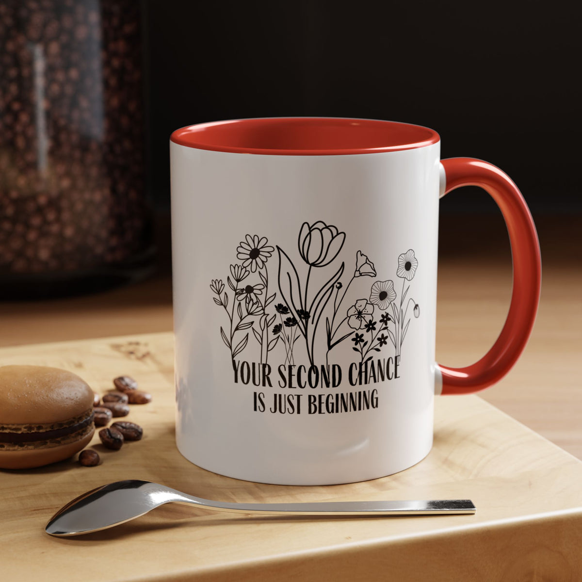 Inspirational Floral Coffee Mug — "Your Second Chance Is Just Beginning"