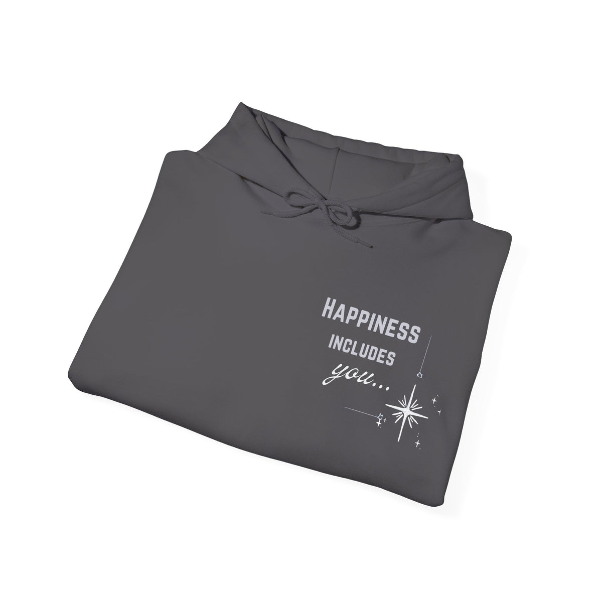 Hoodie — "Happiness Includes You Too" Minimal Star Graphic