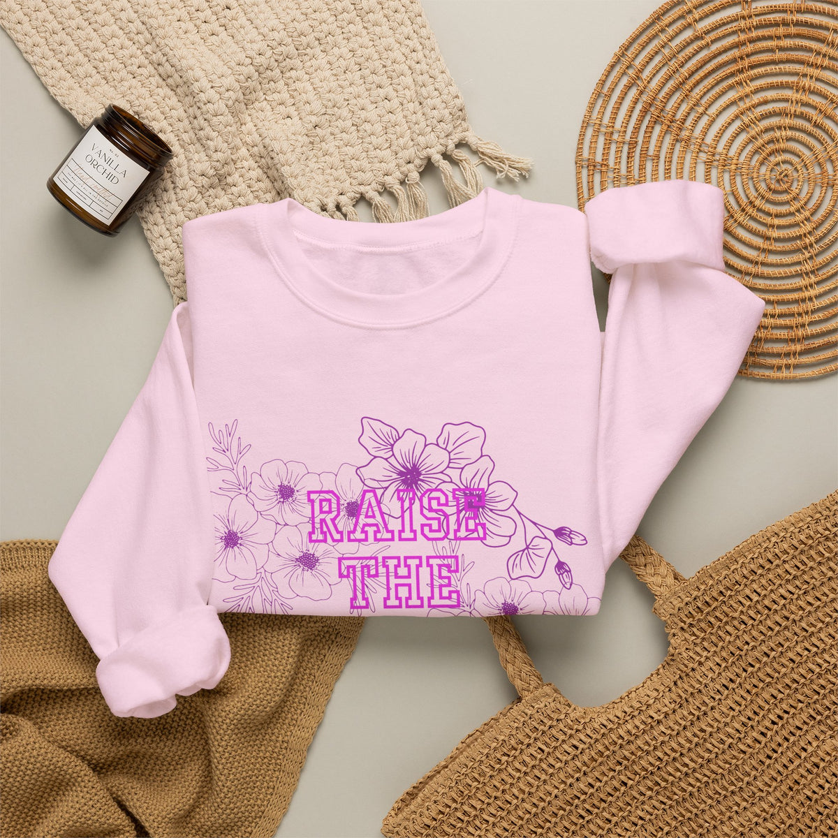 Crewneck Sweatshirt — "Raise the Ceiling" Floral Graphic