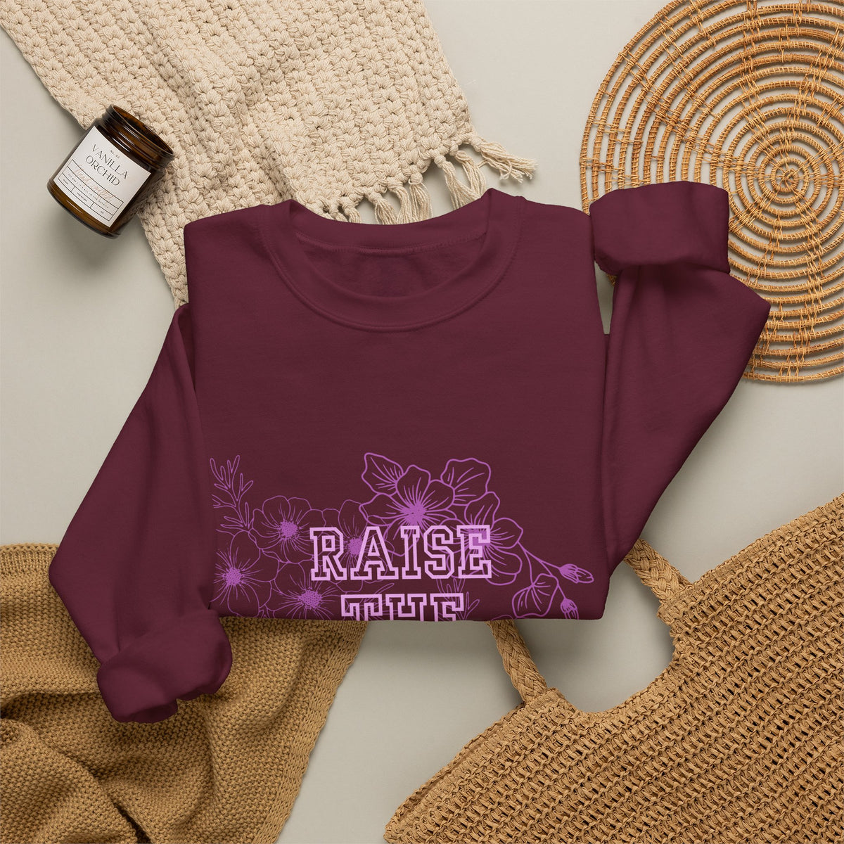 Crewneck Sweatshirt — "Raise the Ceiling" Floral Graphic