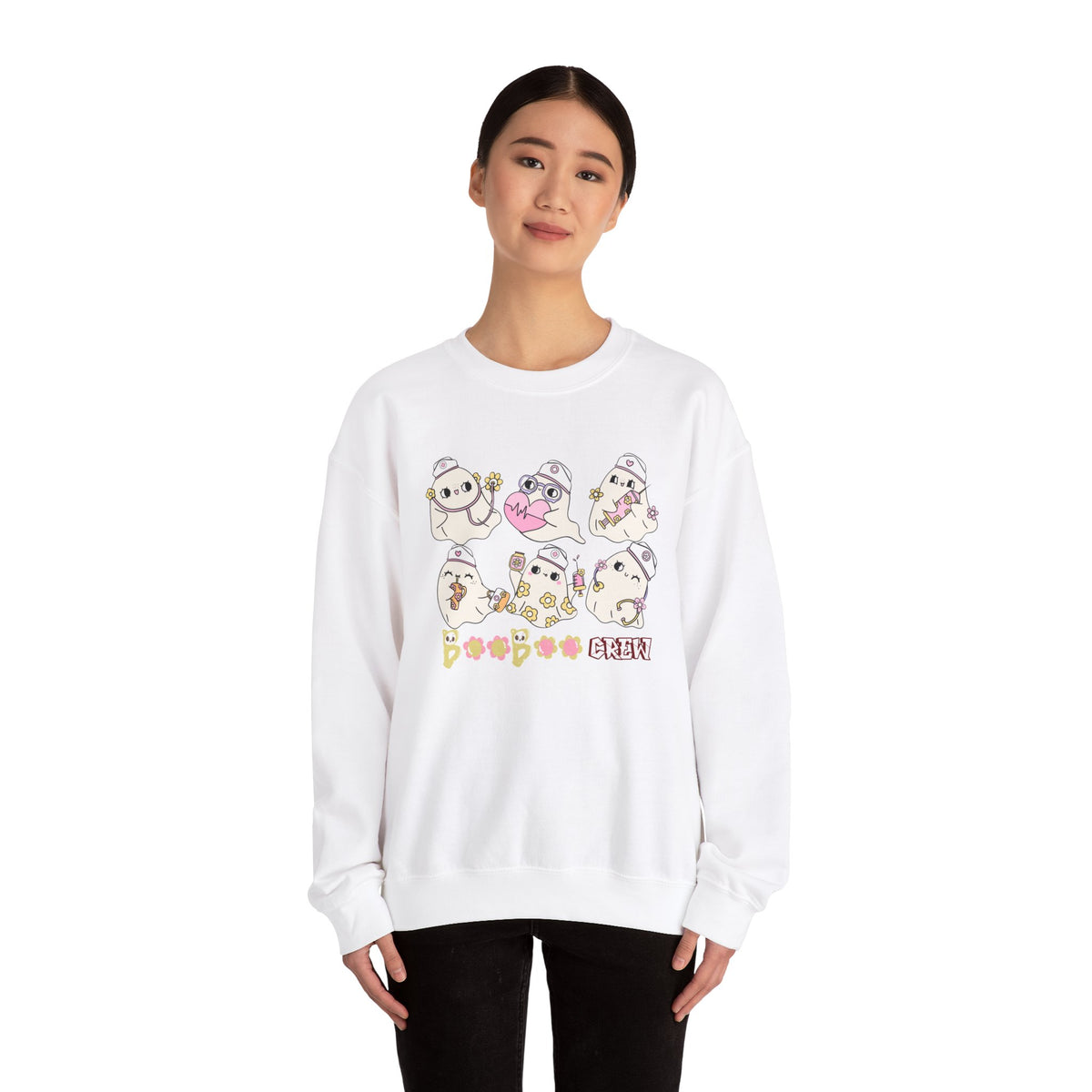 Nurse Ghost Boo Boo Crew Sweatshirt