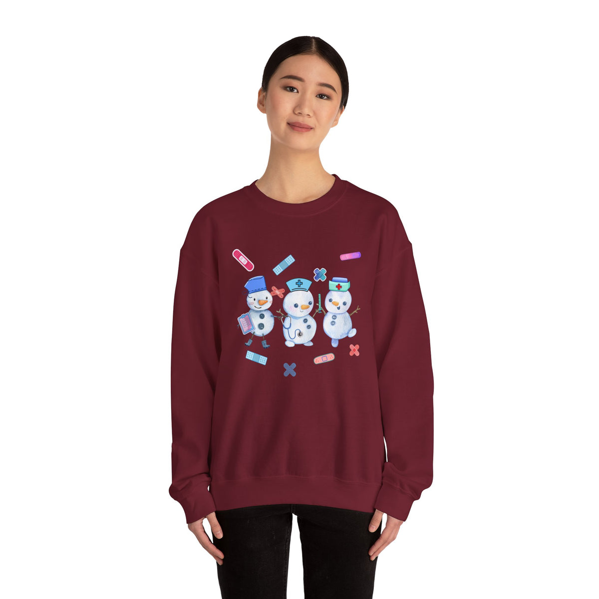 Nurse Snowman Crewneck Sweatshirt