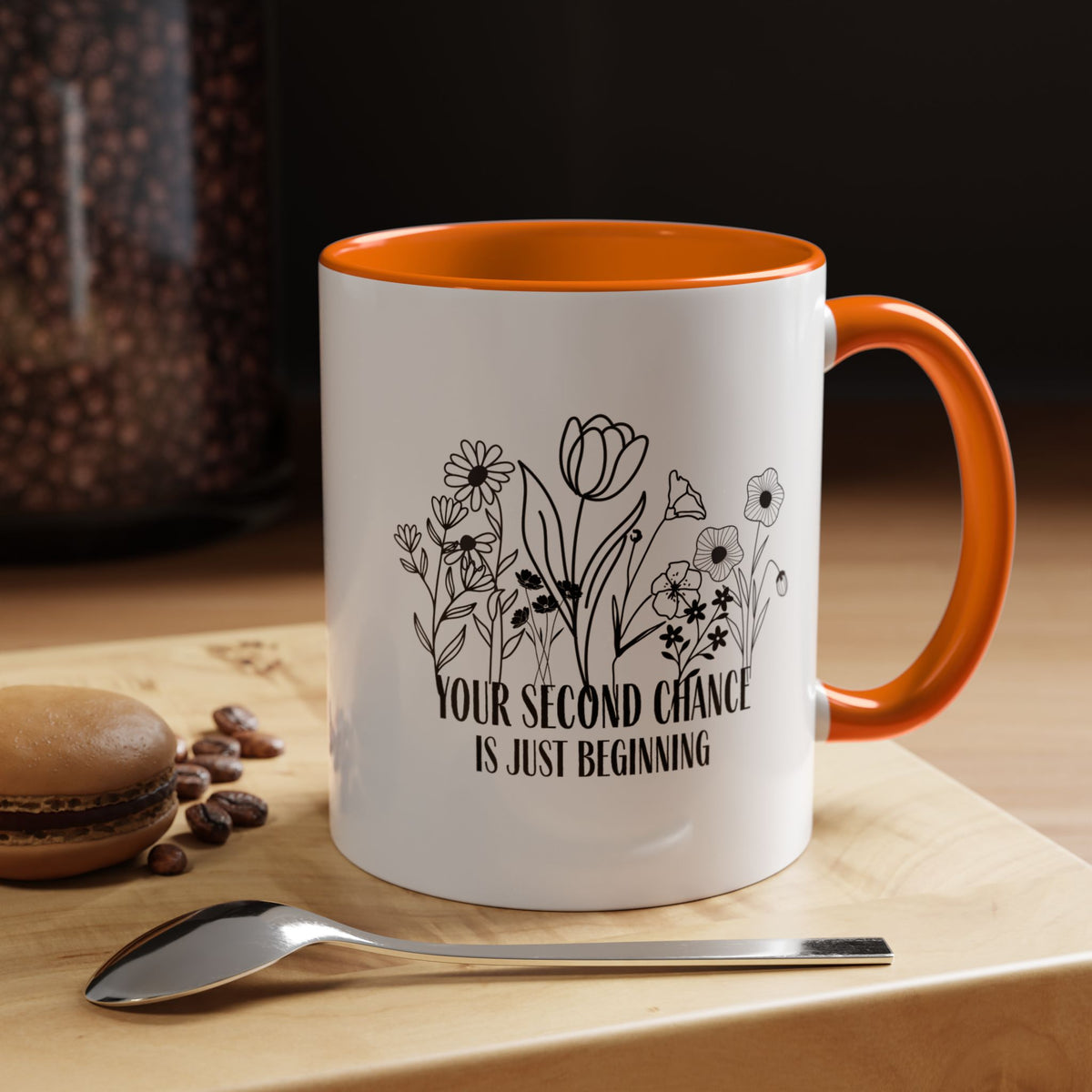 Inspirational Floral Coffee Mug — "Your Second Chance Is Just Beginning"