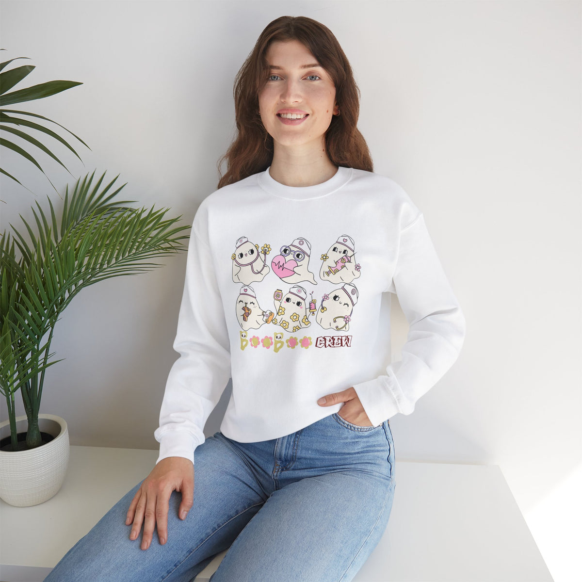 Nurse Ghost Boo Boo Crew Sweatshirt