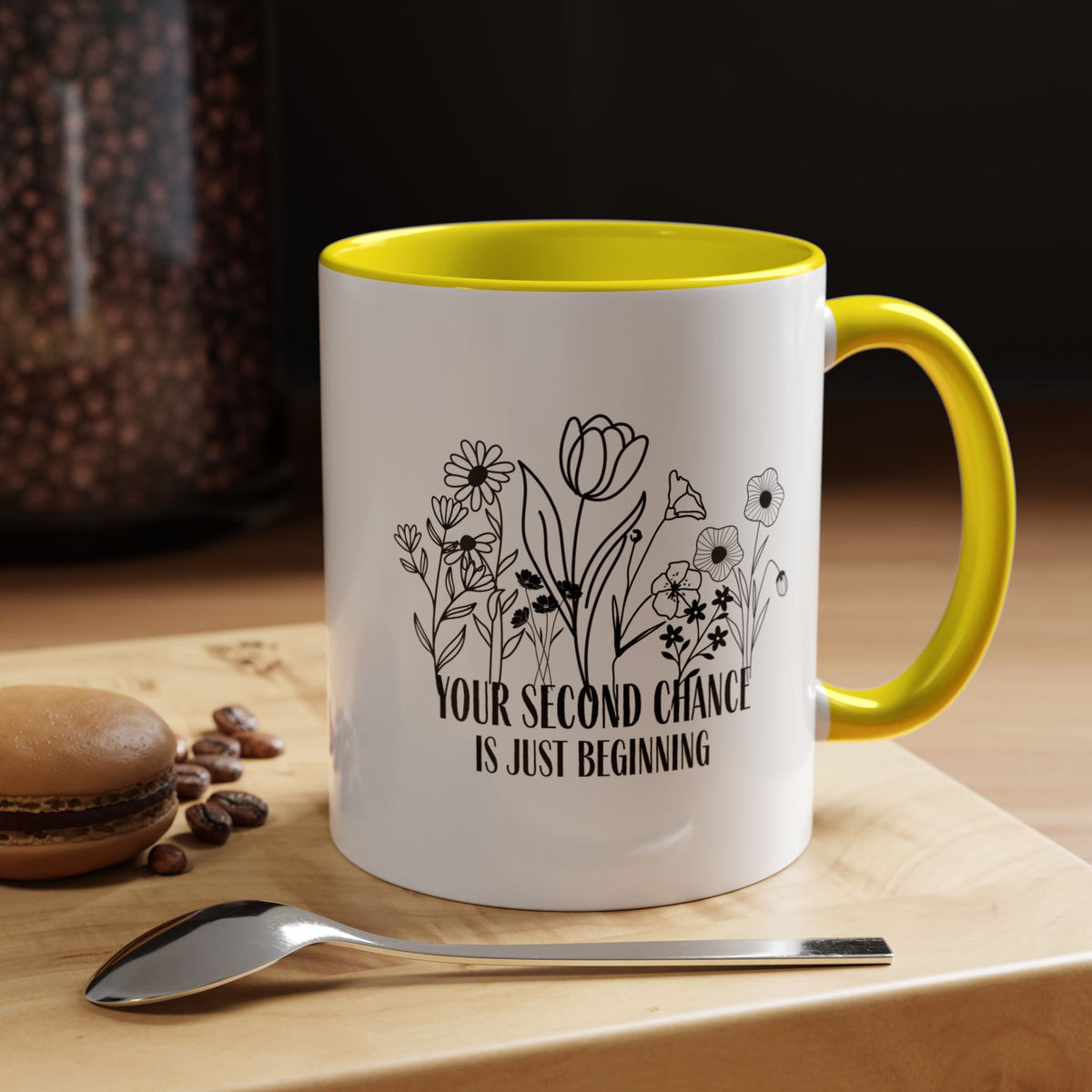 Inspirational Floral Coffee Mug — "Your Second Chance Is Just Beginning"