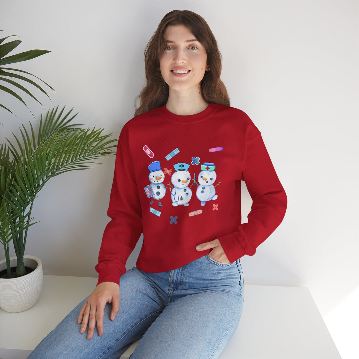 Nurse Snowman Crewneck Sweatshirt