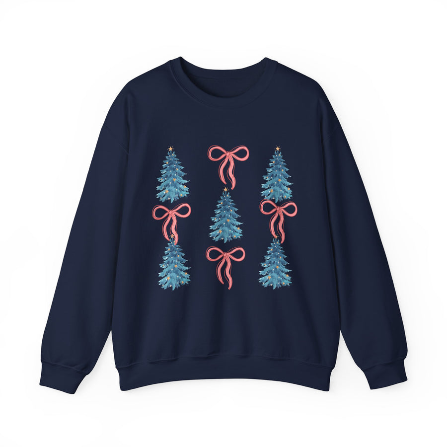 Christmas Trees Bows Crewneck Sweatshirt