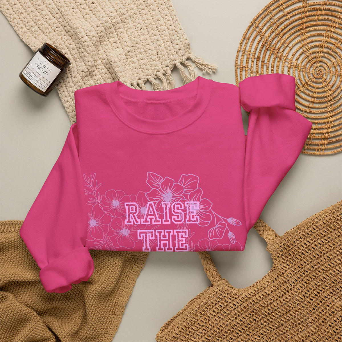 Crewneck Sweatshirt — "Raise the Ceiling" Floral Graphic